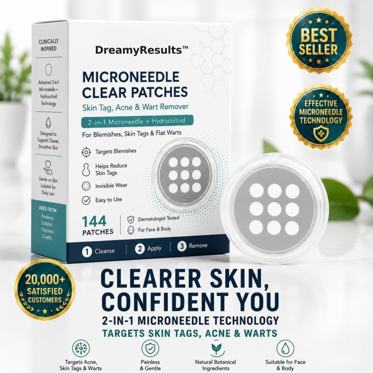 DreamyResults® 2-in-1 Microneedle & Hydrocolloid Patch