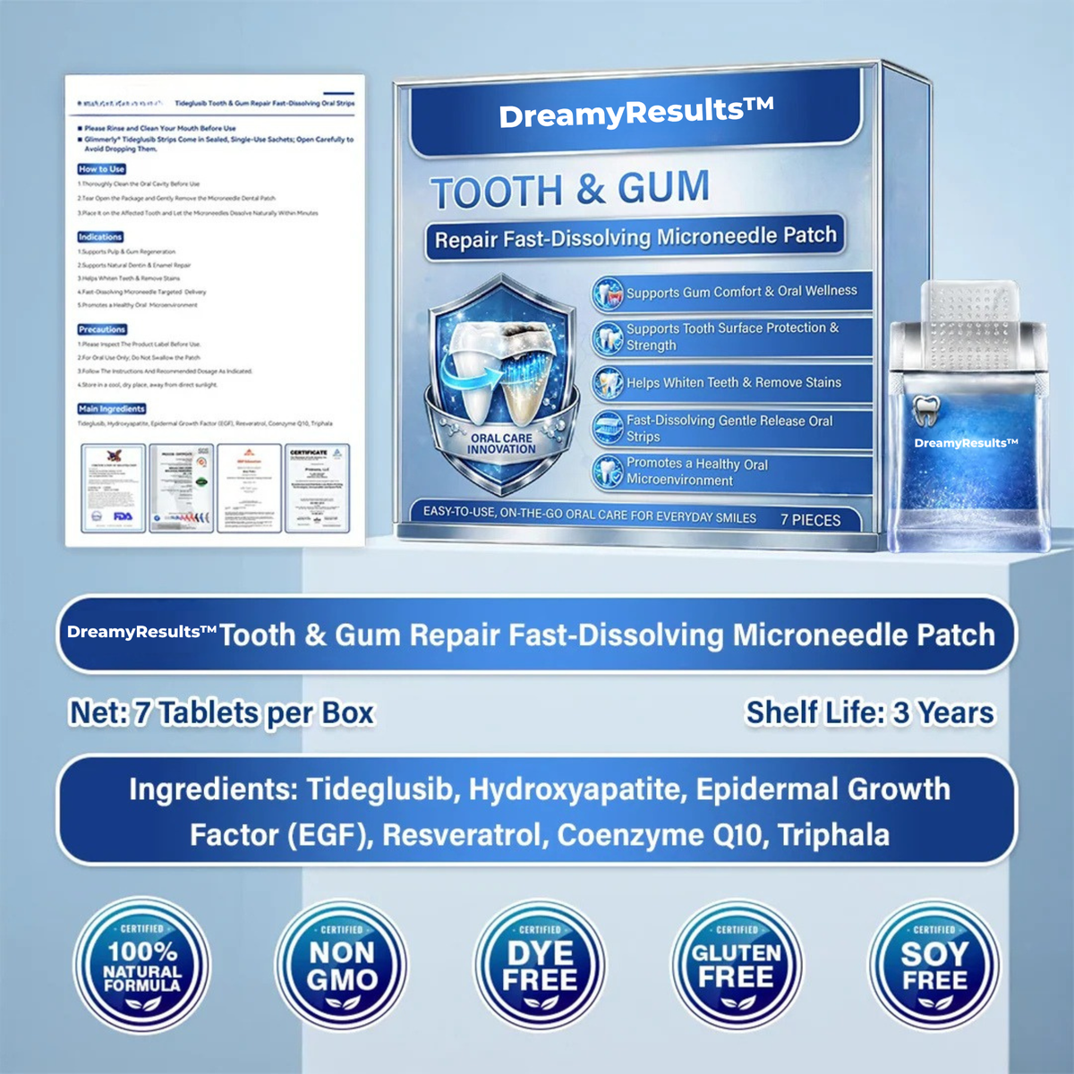 Prime® Tooth & Gum Care Fast-Dissolving Microneedle Patch